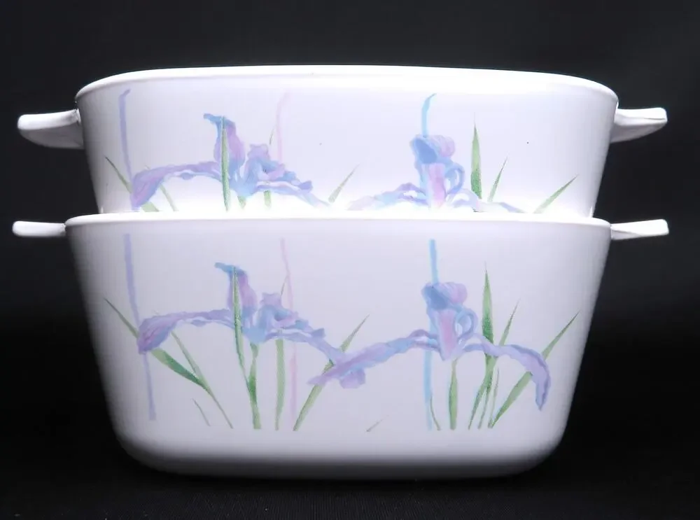 Vtg (2) CORNINGWARE Shadow Iris 3 Cup-Petite Pans P-13-B Rare